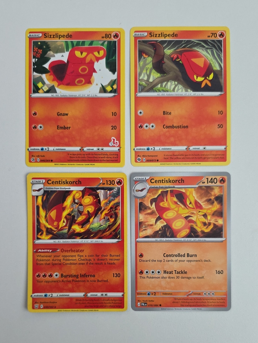 Pokemon Sizzlipede And Centiskorch Card